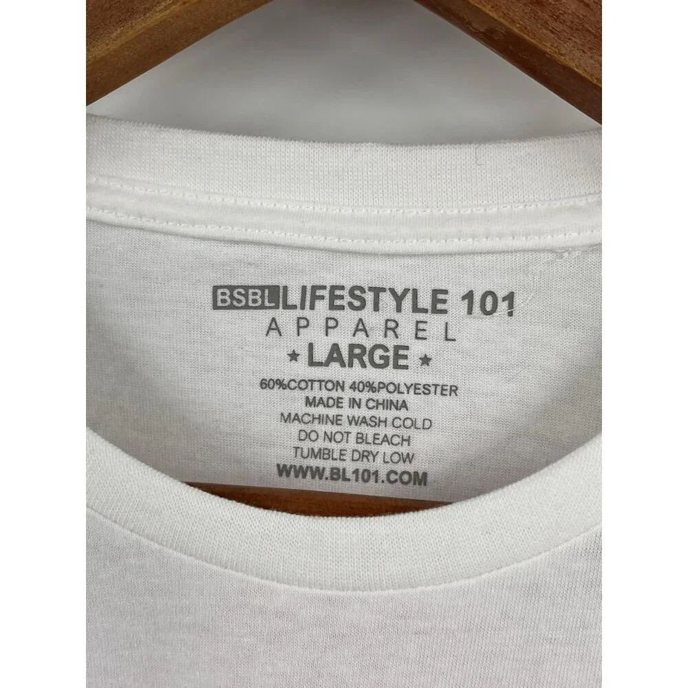 BASEBALL LIFESTYLE 101 Men's White Ice Cream Baseball T-Shirt NWT Large - Picture 3 of 6